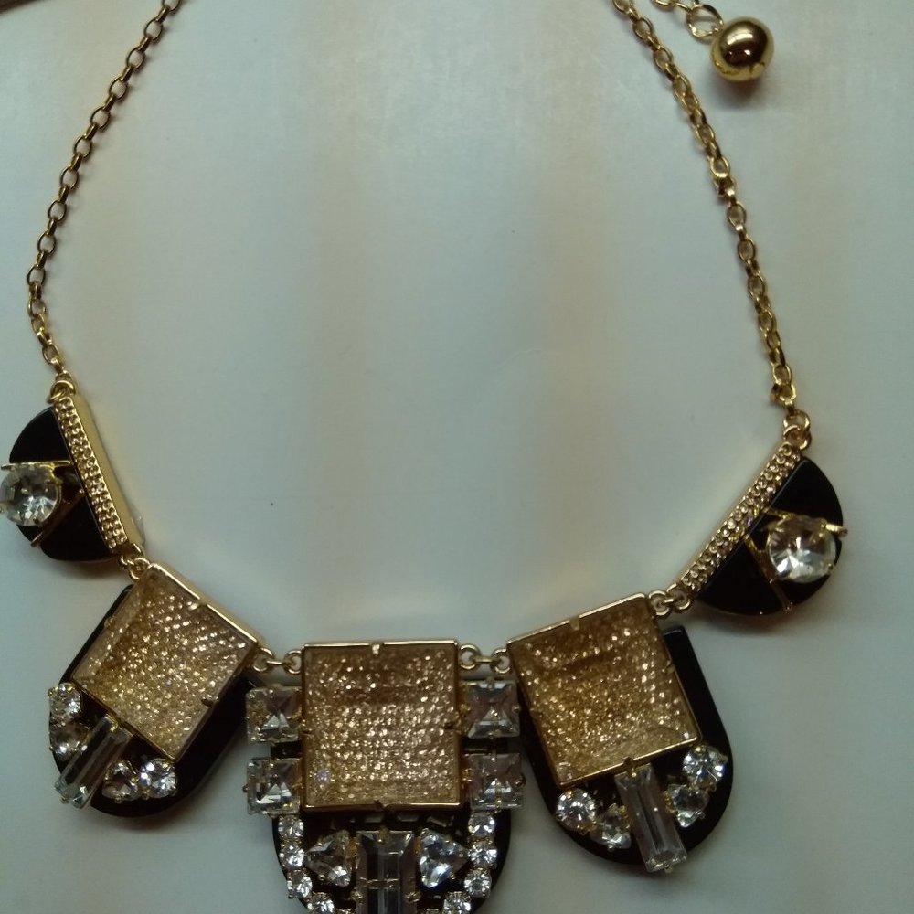 Kate Spade New Gold, Black, and Rhinestone Necklac